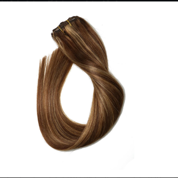 Clip in Hair Extensions Human Hair Highlights  Ombre for Fine Hair Full Head Silky Straight Soft Remy Hair YL325